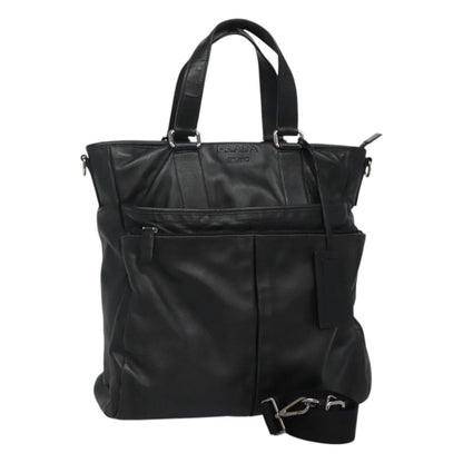 Prada Vintage Zip Handbag Tessuto, BLACK, LEATHER, Handbag