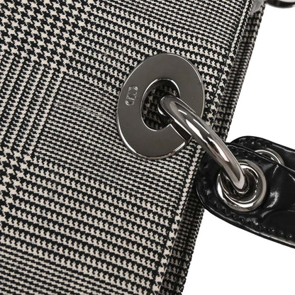 Christian Dior Vintage Lady Dior Bag Houndstooth Canvas, BLACK, CANVAS, Handbag