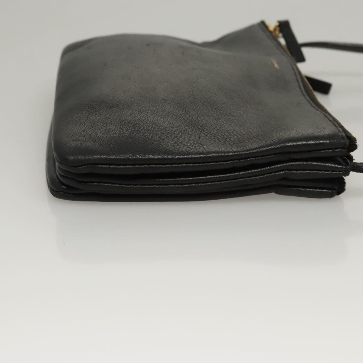 Celine Trio Crossbody Bag Leather, BLACK, LEATHER, Crossbody bag