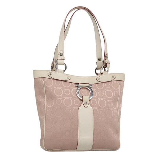 Salvatore Ferragamo Gancini Tote Canvas, PINK, CANVAS, Tote bag