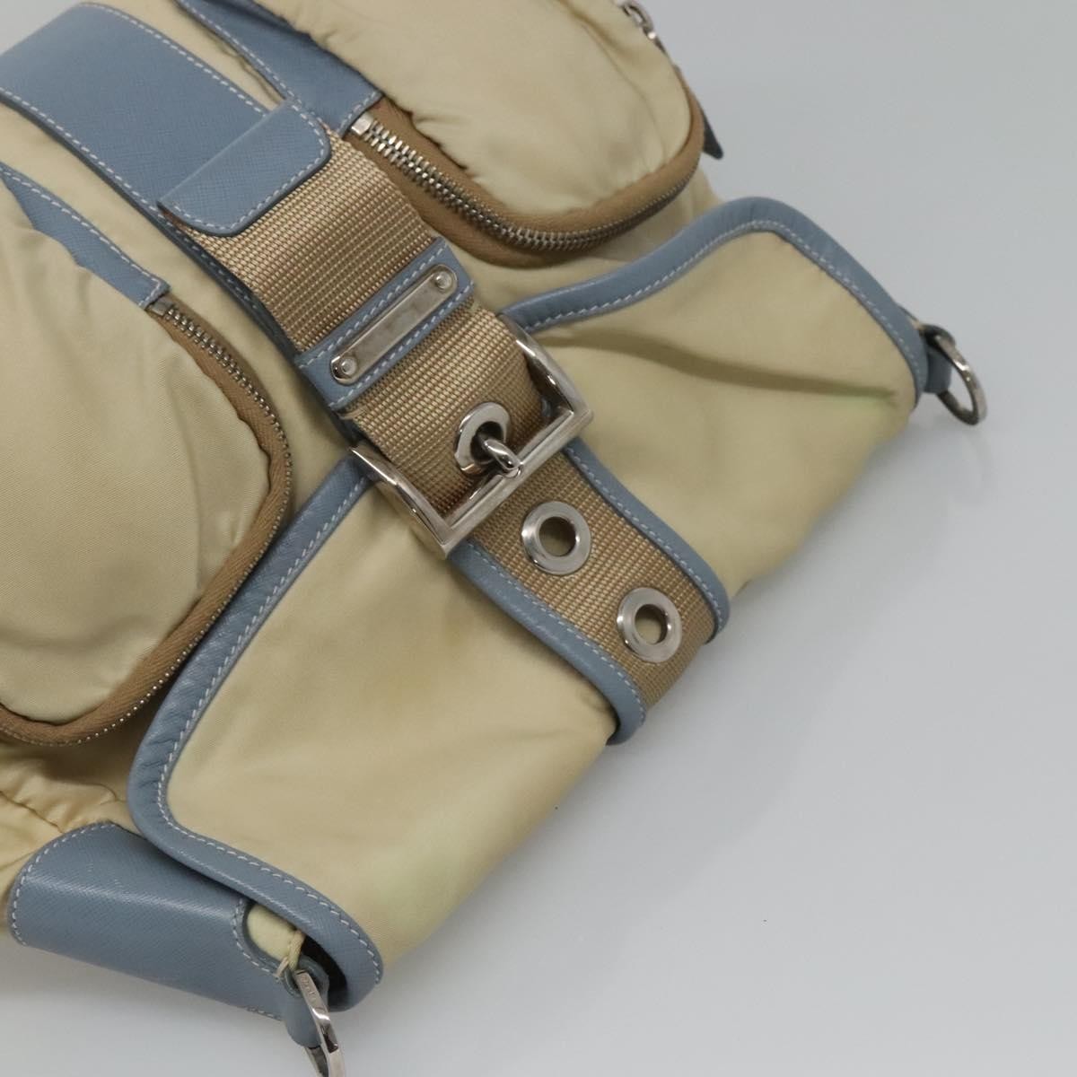 Prada Double Pocket Buckle Flap Bag Tessuto, BEIGE, NYLON, Shoulder bag
