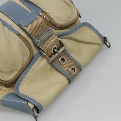 Prada Double Pocket Buckle Flap Bag Tessuto, BEIGE, NYLON, Shoulder bag