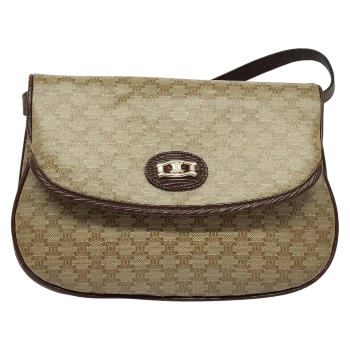 Celine Macadam Shoulder Bag PVC Leather, BEIGE, CANVAS, Shoulder bag