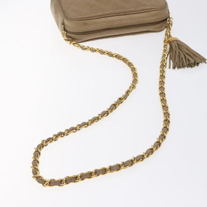 Chanel Vintage Camera Tassel Bag Lambskin, BEIGE, LEATHER, Crossbody bag