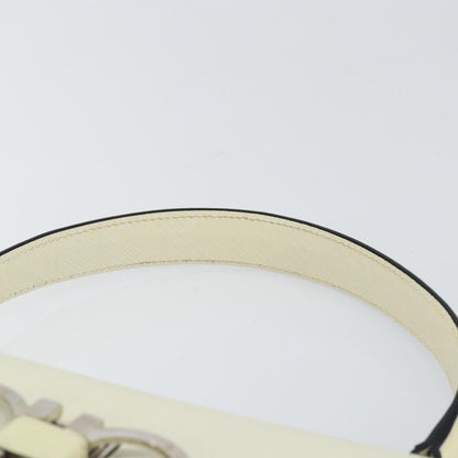 Salvatore Ferragamo Double Gancini Top Handle Bag Saffiano Leather, WHITE, LEATHER, Handbag