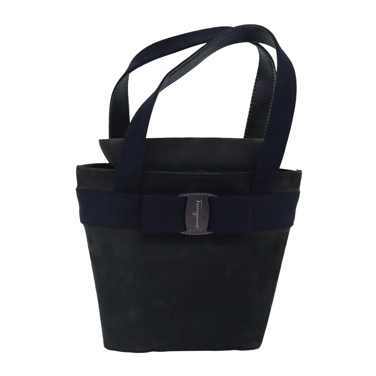 Salvatore Ferragamo Vara Bow Top Handle Bucket Bag Suede, NAVY, SUEDE, Handbag