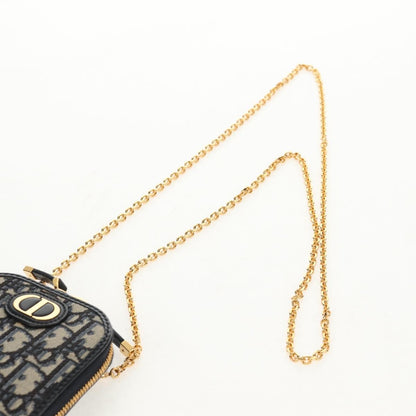 Christian Dior 30 Montaigne Phone Holder on Chain Oblique Canvas, NAVY, CANVAS, Clutche & pouche