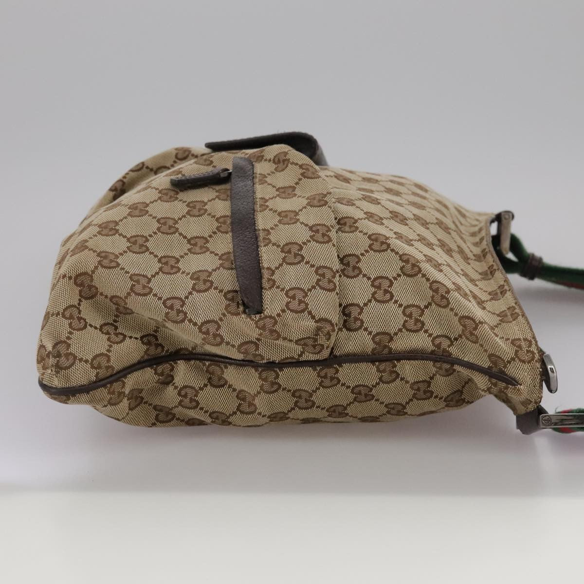 Gucci Double Pocket Web Messenger GG Canvas, Brown, Canvas, Shoulder Bag