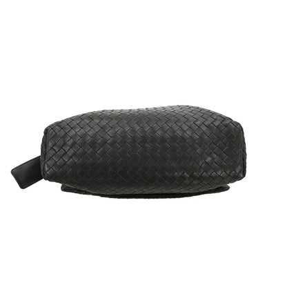 Bottega Veneta Square Flap Messenger Bag Intrecciato Nappa, BLACK, LEATHER, Shoulder bag