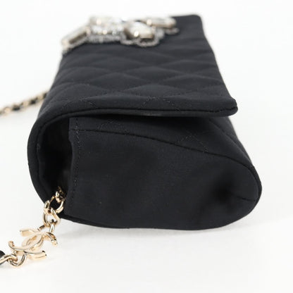 Chanel Chain Flap Shoulder Bag Quilted Nylon, Black, Nylon, Shoulder Bag