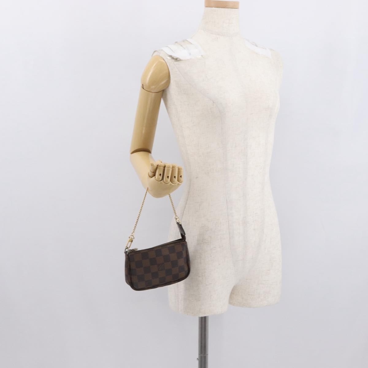 Louis Vuitton Mini pochette accessoires Damier Canvas, BROWN, CANVAS, Clutche & pouche