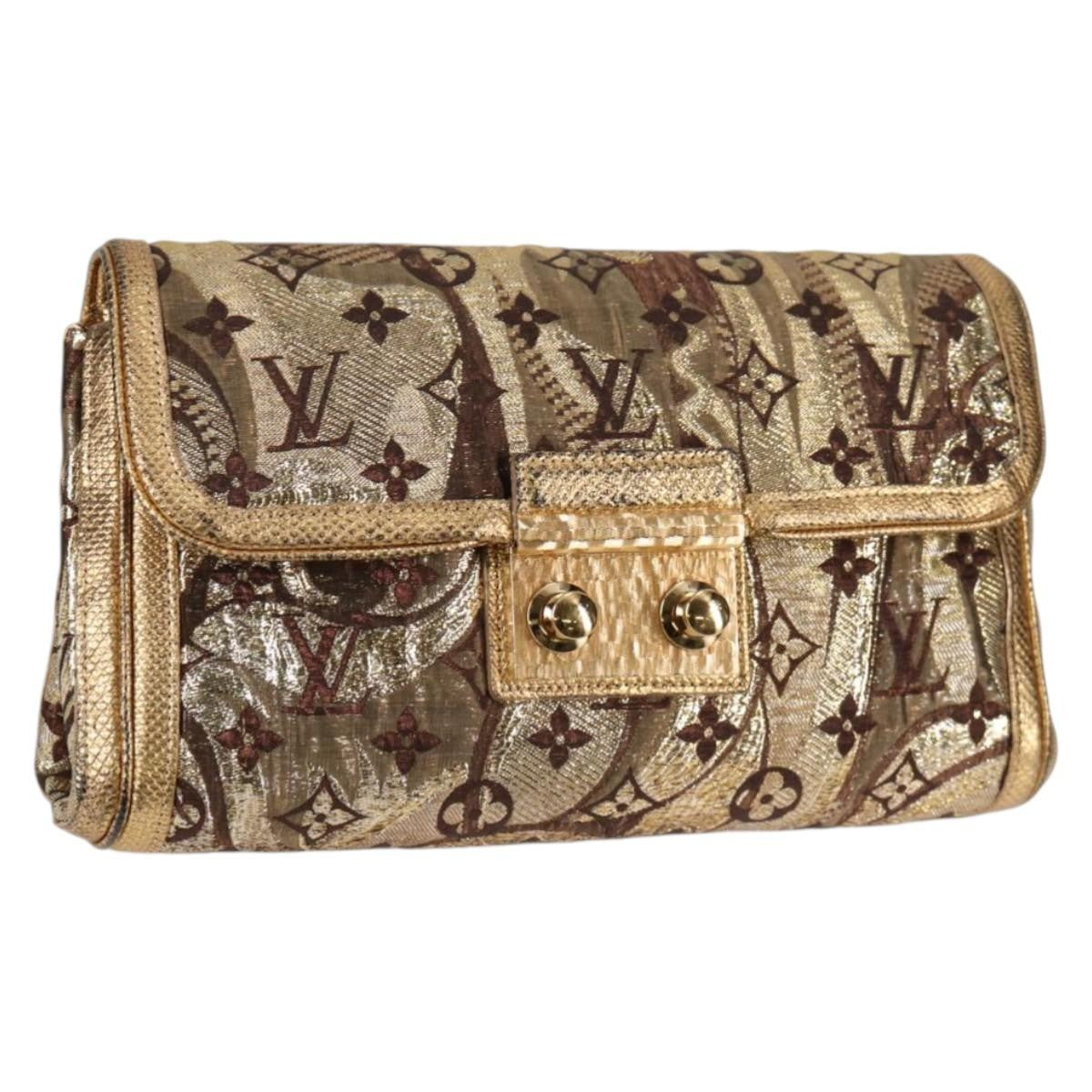 Louis Vuitton Thalie Clutch Brocade Monogram, GOLD, CANVAS, Clutche & pouche