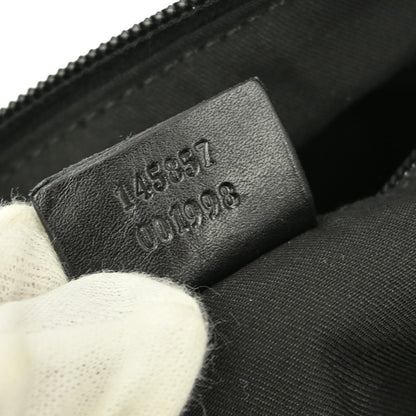 Gucci Zip Messenger Bag GG Canvas with Perforated Leather, BLACK, CANVAS, Shoulder bag