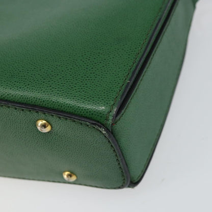 Celine Vintage Shoulder Bag Leather, GREEN, LEATHER, Shoulder bag