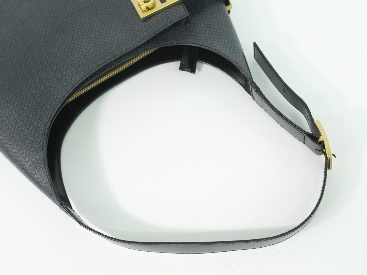 Salvatore Ferragamo Vintage Shoulder Bag Leather, GRAY, LEATHER, Shoulder bag