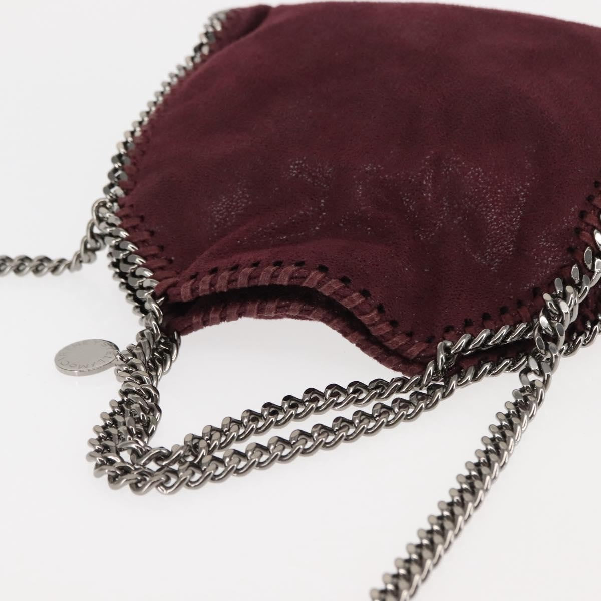 Stella McCartney Falabella Fold Over Crossbody Bag Shaggy Deer, Burgundy, Polyester, Shoulder Bag