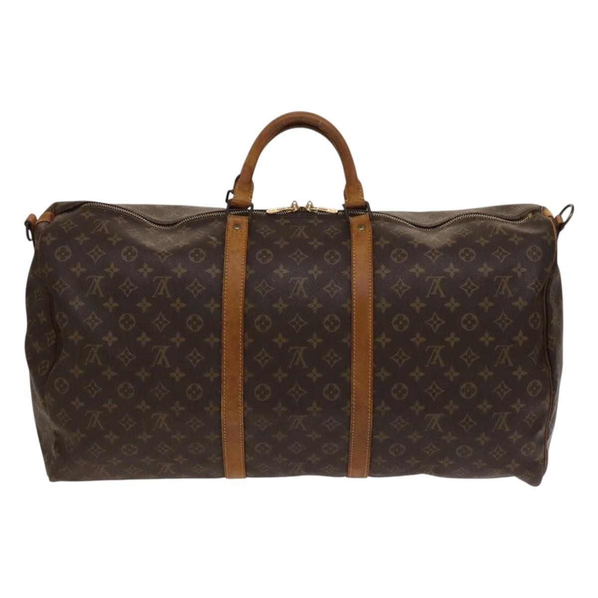 Louis Vuitton Keepall Bandouliere Bag Monogram Canvas, BROWN, CANVAS, Travel bag