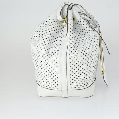Louis Vuitton Flore Noe Handbag Perforated Leather, WHITE, LEATHER, Shoulder bag