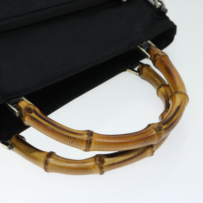 Gucci Vintage Bamboo Handle Bag Nylon, Black, Nylon, Tote Bag