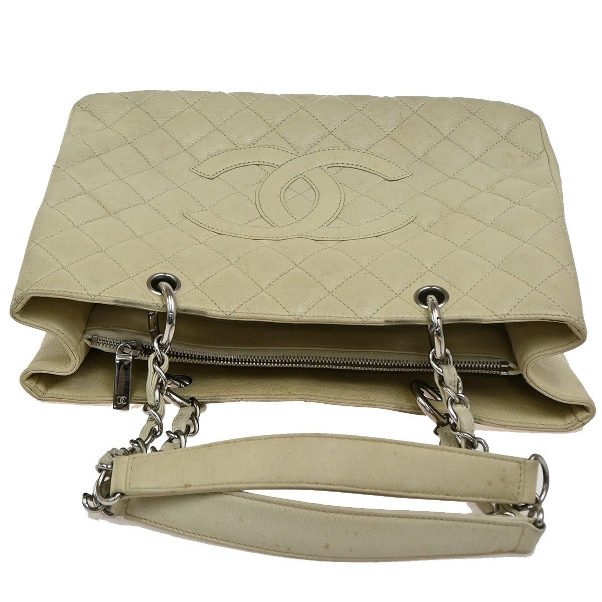 Chanel Grand Shopping Tote Quilted Calfskin, BEIGE, CALFSKIN, Shoulder bag