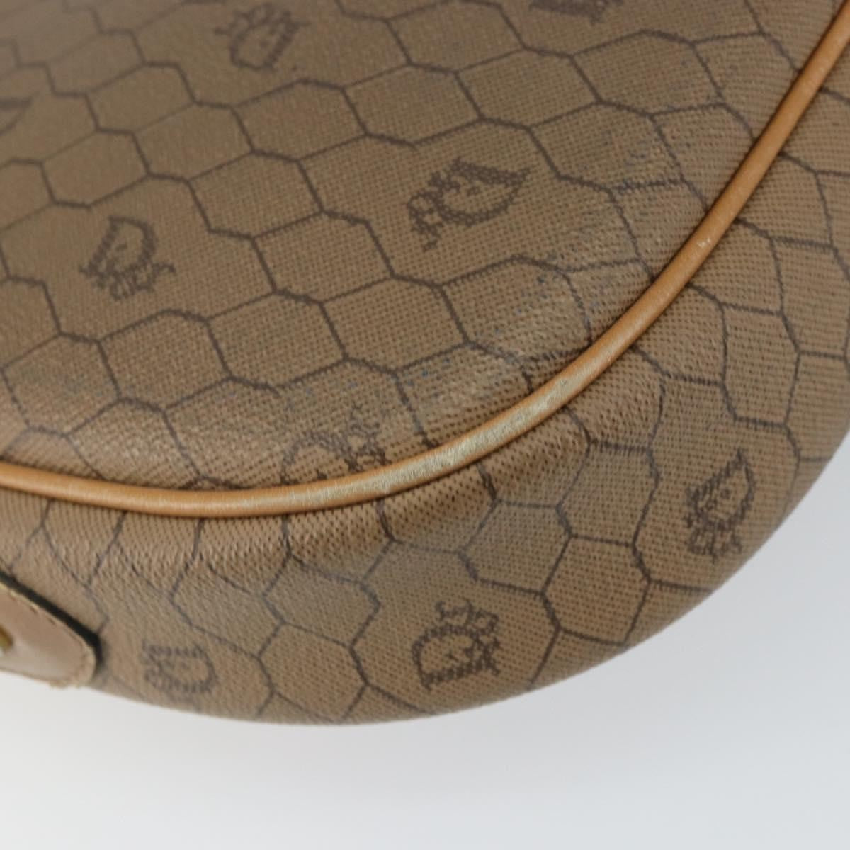 Christian Dior Vintage Honeycomb Shoulder Bag Canvas and Leather, BEIGE, CANVAS, Shoulder bag