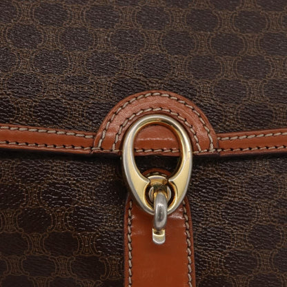 Celine Vintage Macadam Shoulder Bag Canvas and Leather, Brown, Canvas, Handbag
