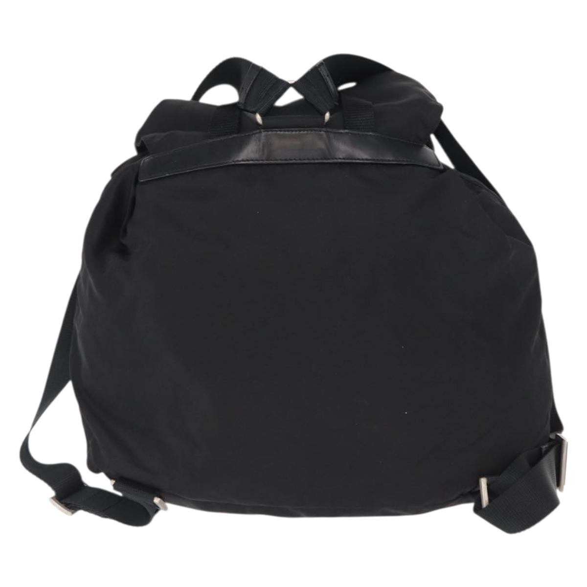 Prada Double Front Pocket Backpack Re-Nylon with Leather, BLACK, NYLON, Backpack