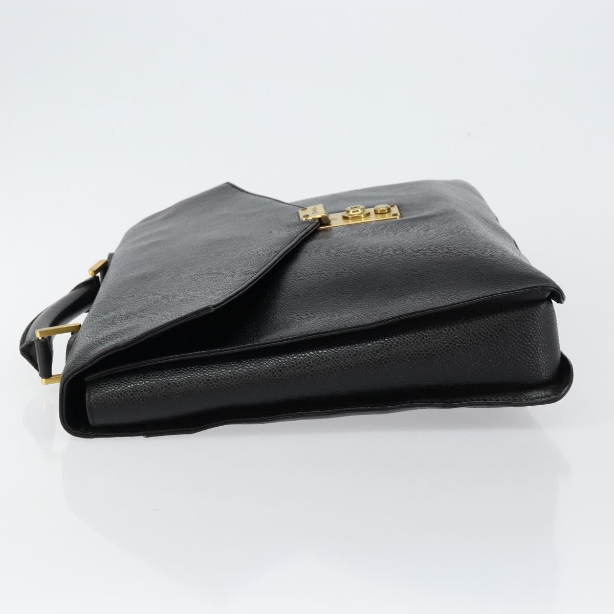Chanel Vintage Lock Briefcase Caviar, Black, Leather, Briefcase