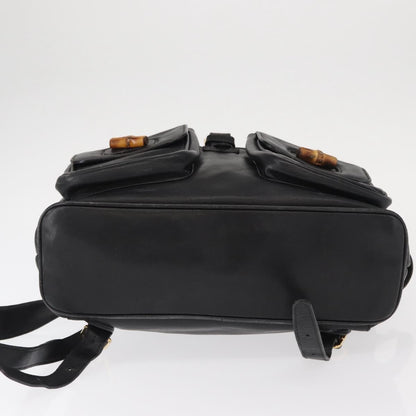 Gucci Vintage Bamboo Backpack Leather, BLACK, LEATHER, Backpack