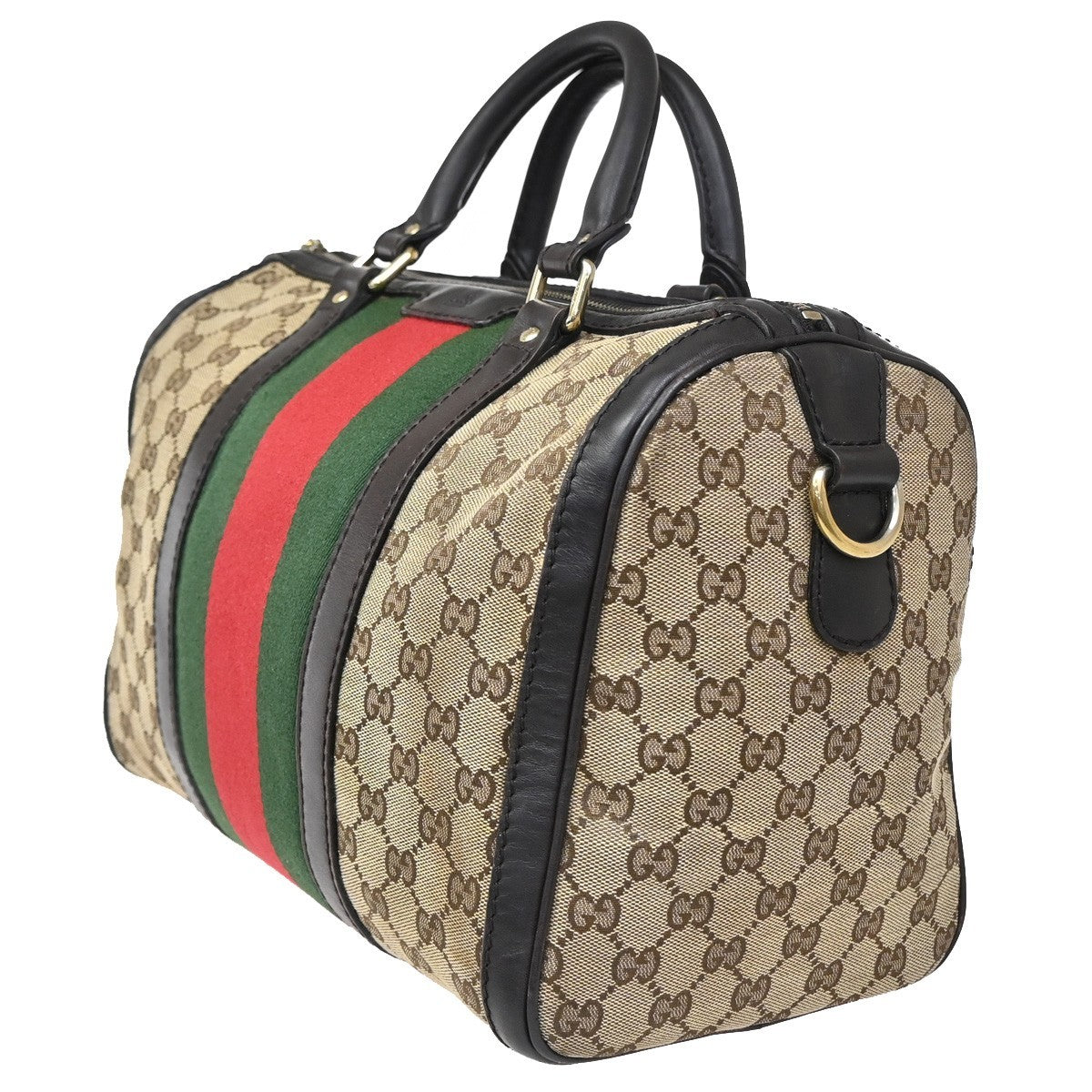 Gucci Vintage Web Boston Bag GG Canvas, BROWN, CANVAS, Handbag