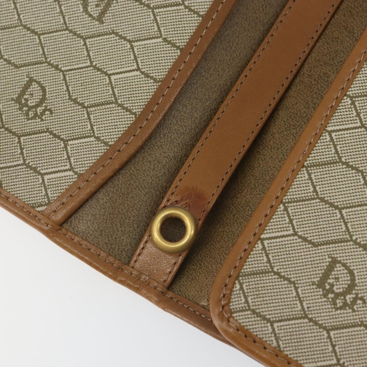 Christian Dior Vintage honeycomb clutch Canvas, BEIGE, CANVAS, Clutche & pouche