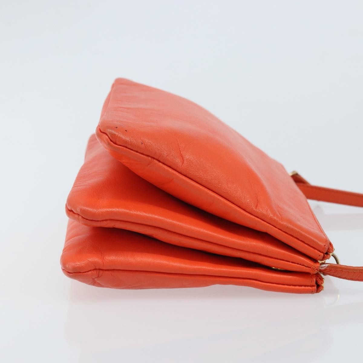 Celine Trio Crossbody Bag Leather, ORANGE, LEATHER, Shoulder bag