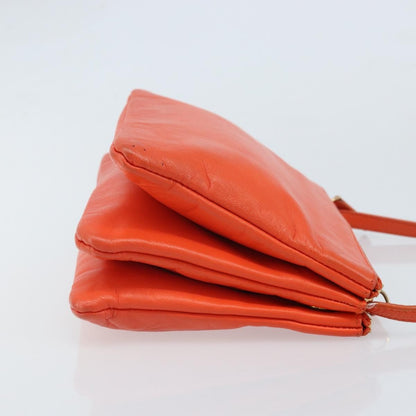 Celine Trio Crossbody Bag Leather, ORANGE, LEATHER, Shoulder bag