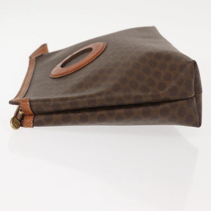 Celine Circle Logo Macadam Pouch Canvas and Leather, BROWN, CANVAS, Clutche & pouche