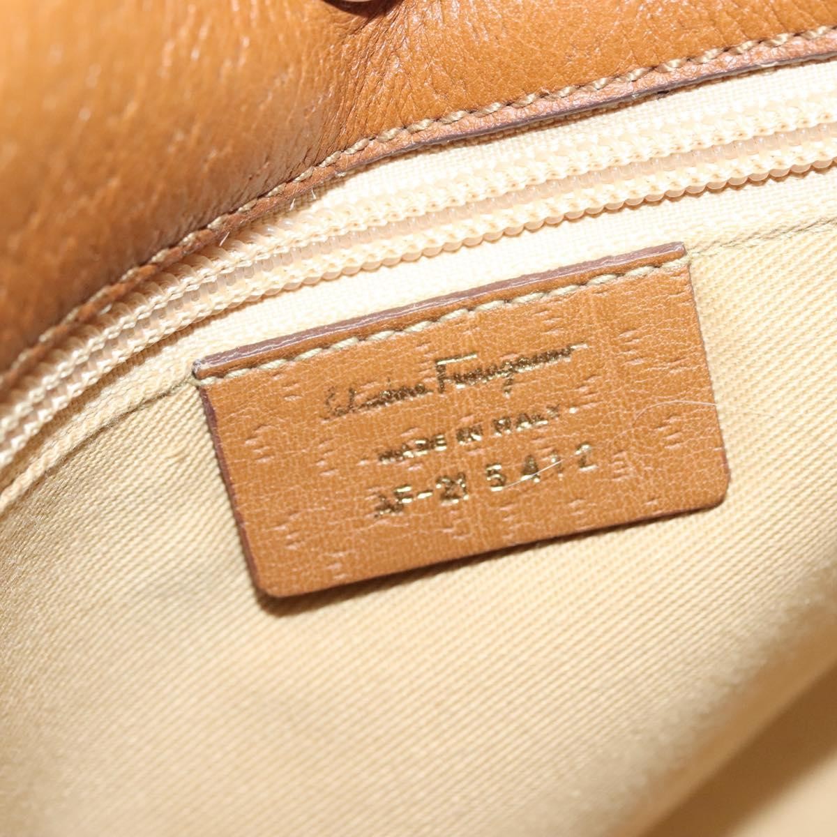 Salvatore Ferragamo Gancini Shoulder Bag Leather, BROWN, LEATHER, Handbag