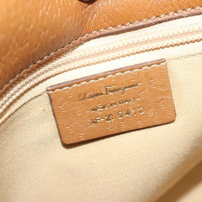 Salvatore Ferragamo Gancini Shoulder Bag Leather, BROWN, LEATHER, Handbag