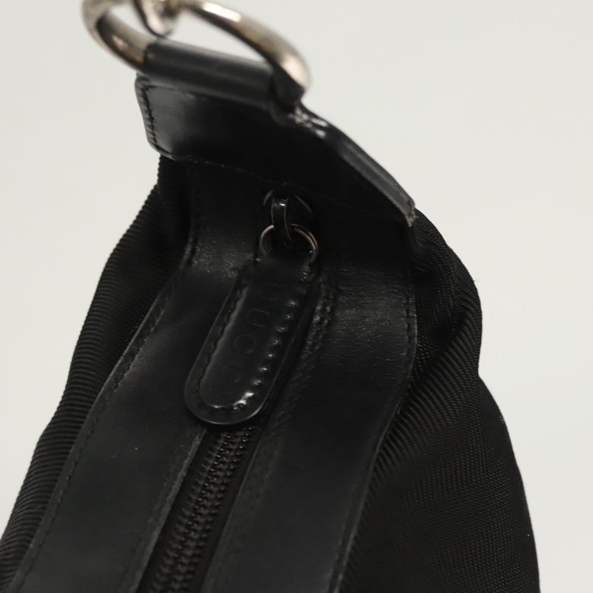 Gucci Vintage Bamboo Hobo Nylon, BLACK, NYLON, Handbag