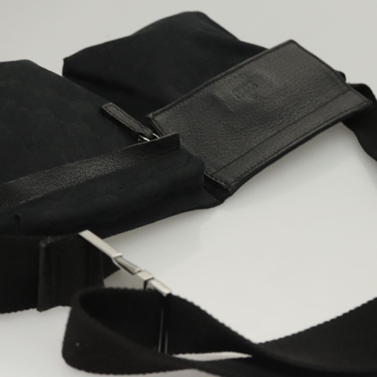 Gucci Vintage Double Belt Bag GG Canvas with Leather, BLACK, CANVAS, Shoulder bag