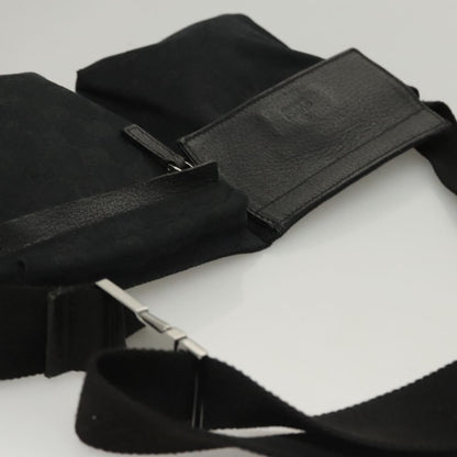 Gucci Vintage Double Belt Bag GG Canvas with Leather, BLACK, CANVAS, Shoulder bag