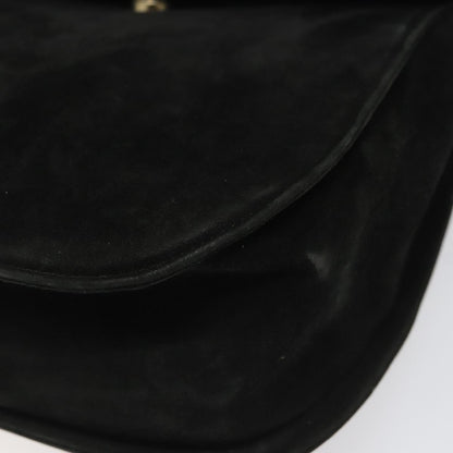 Salvatore Ferragamo Gancini Shoulder Bag Suede, BLACK, SUEDE, Shoulder bag