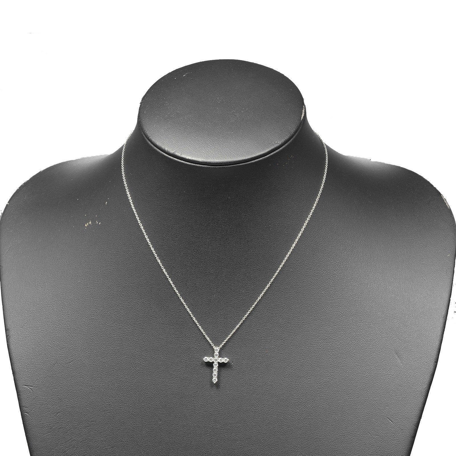 Tiffany & Co. Cross Pendant Platinum and Diamonds, SILVER, PLATINUM, Pendant & Charms