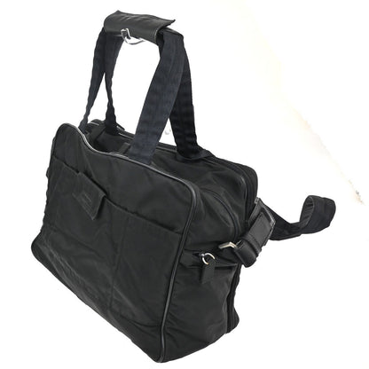 Prada Expandable Front Zip Boston Bag Tessuto, Black, Nylon, Travel Bag