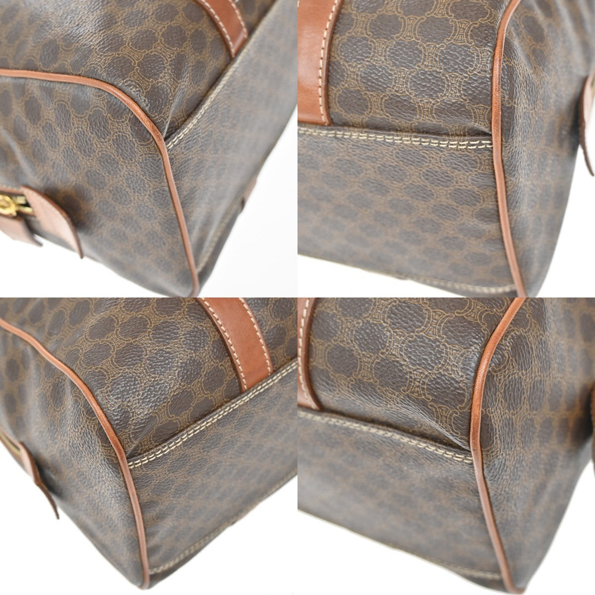 Celine Macadam Handbag Macadam with leather, BROWN, CANVAS, Handbag