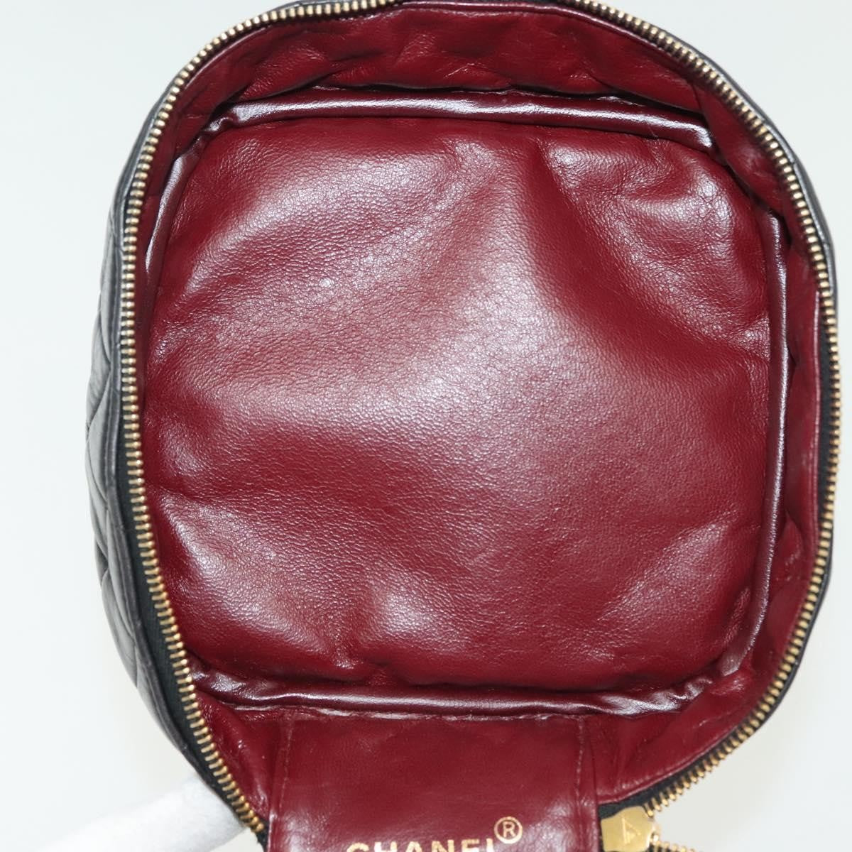 Chanel Vintage Cosmetic Case Quilted Lambskin, BLACK, LEATHER, Clutche & pouche