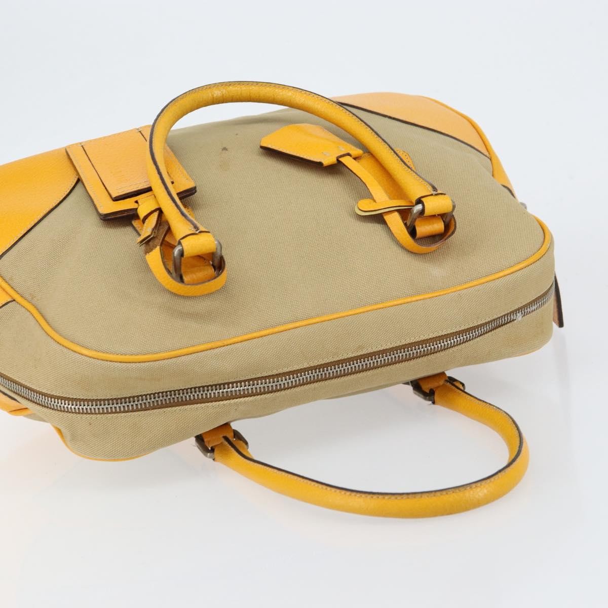 Prada Bowler Bag Canvas with Leather, BEIGE, CANVAS, Handbag