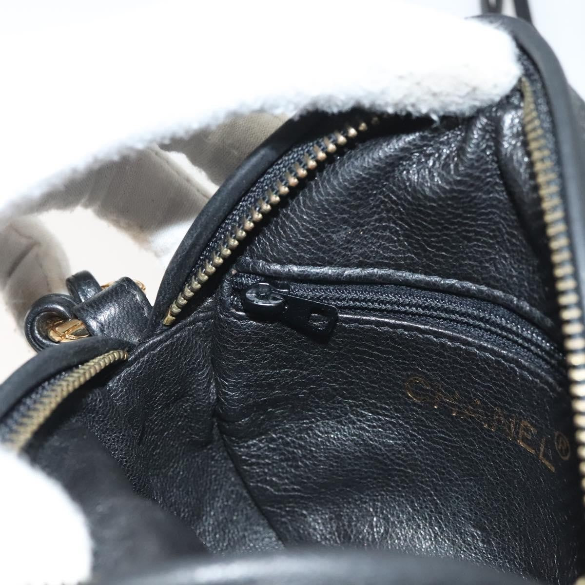 Chanel Vintage Round Tassel Crossbody Bag Quilted Satin, BLACK, SATIN, Shoulder bag