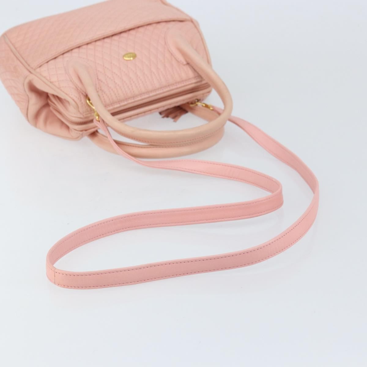 Bally Vintage Handbag Quilted Leather, PINK, LEATHER, Handbag