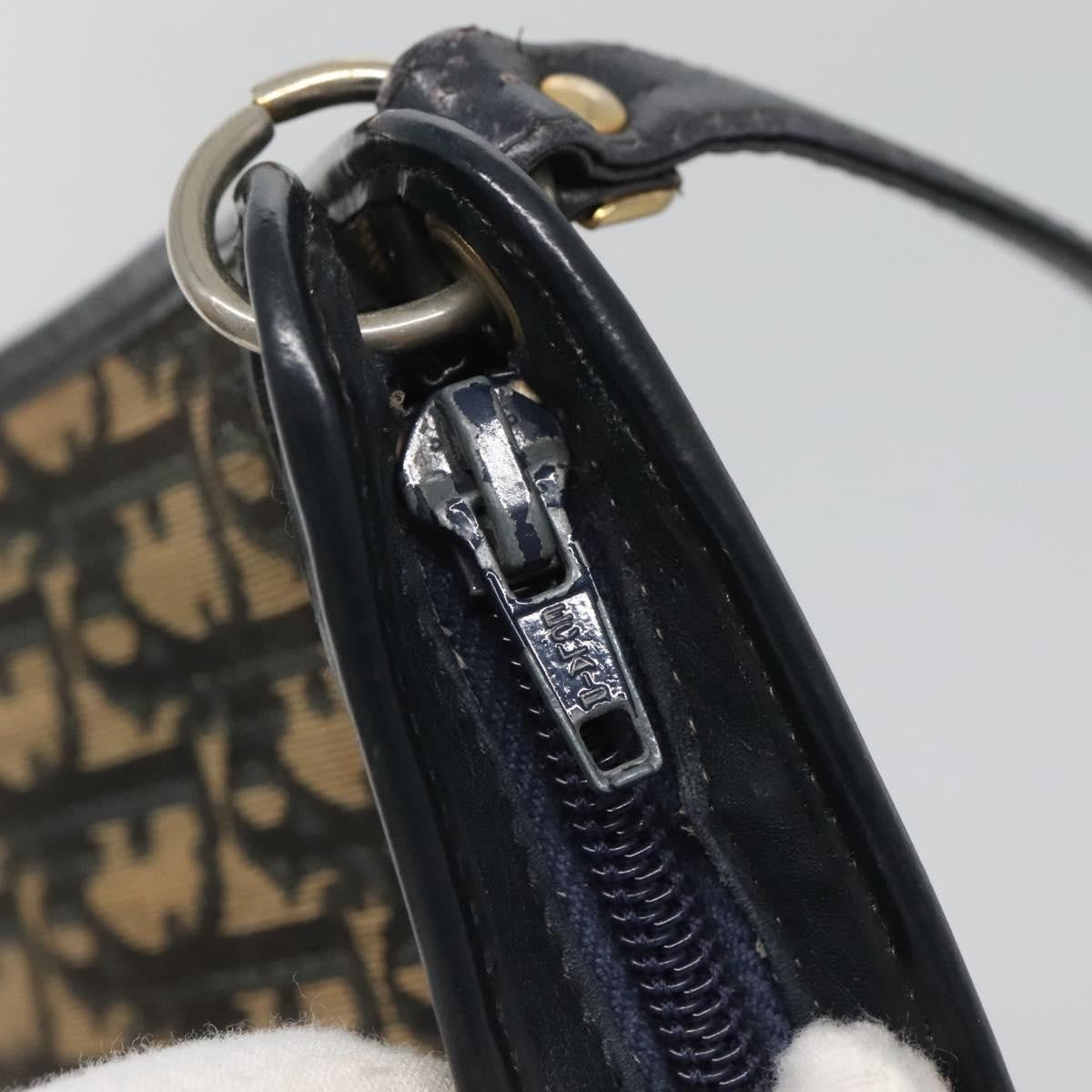 Christian Dior Vintage Trotter Shoulder Bag Canvas, NAVY, CANVAS, Shoulder bag