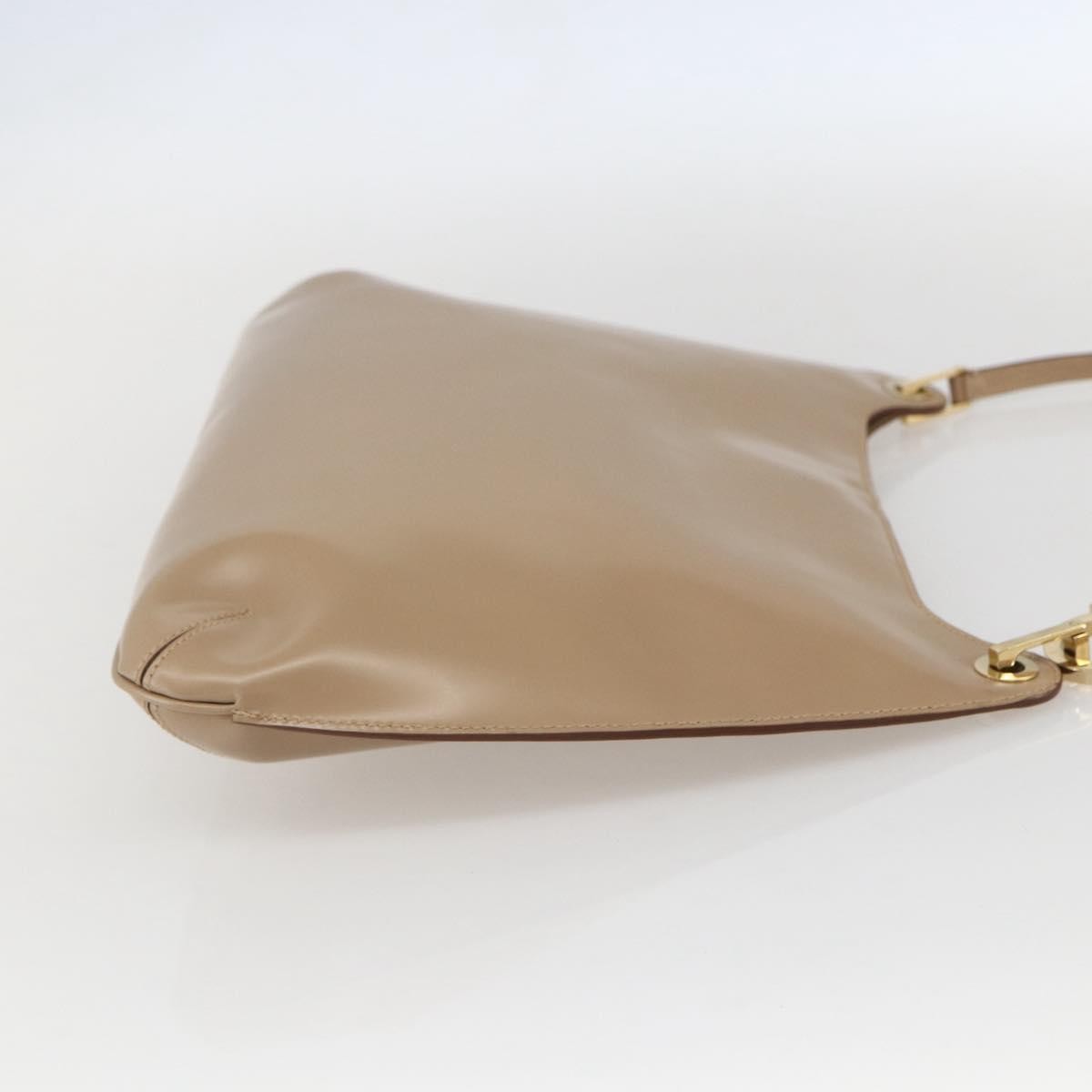 Salvatore Ferragamo Gancini Shoulder Bag Leather, BEIGE, LEATHER, Shoulder bag