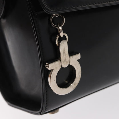 Salvatore Ferragamo Gancini Shoulder Bag Leather, BLACK, LEATHER, Shoulder bag